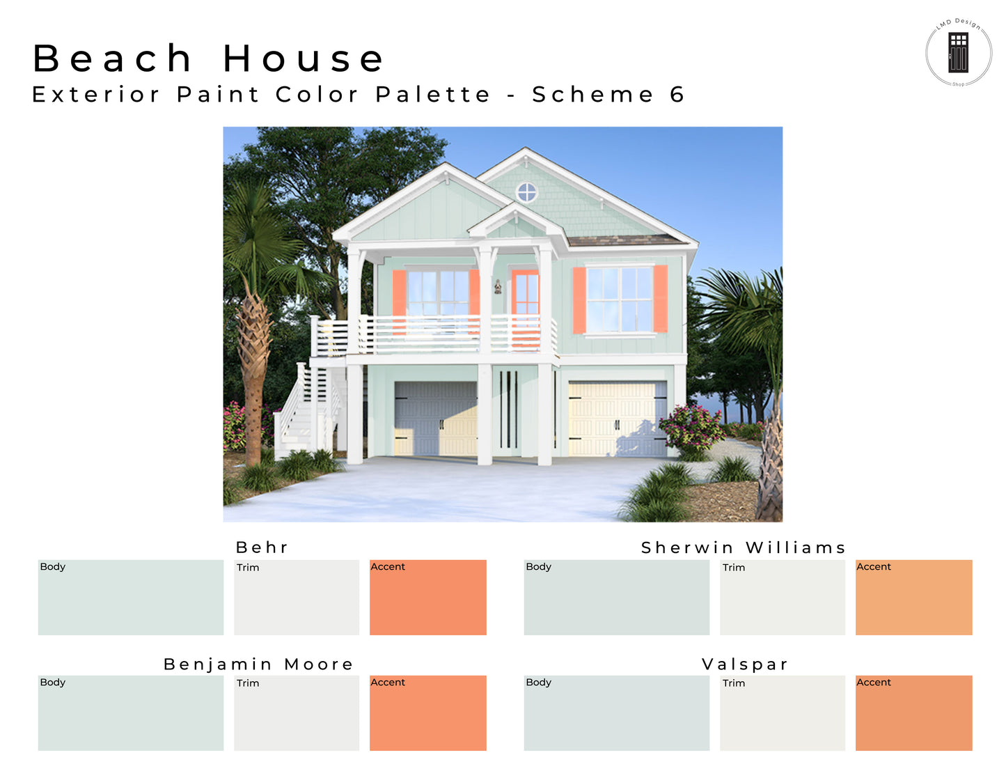 Beach House Exterior Paint Color Palettes | Home Exterior Paint Colors