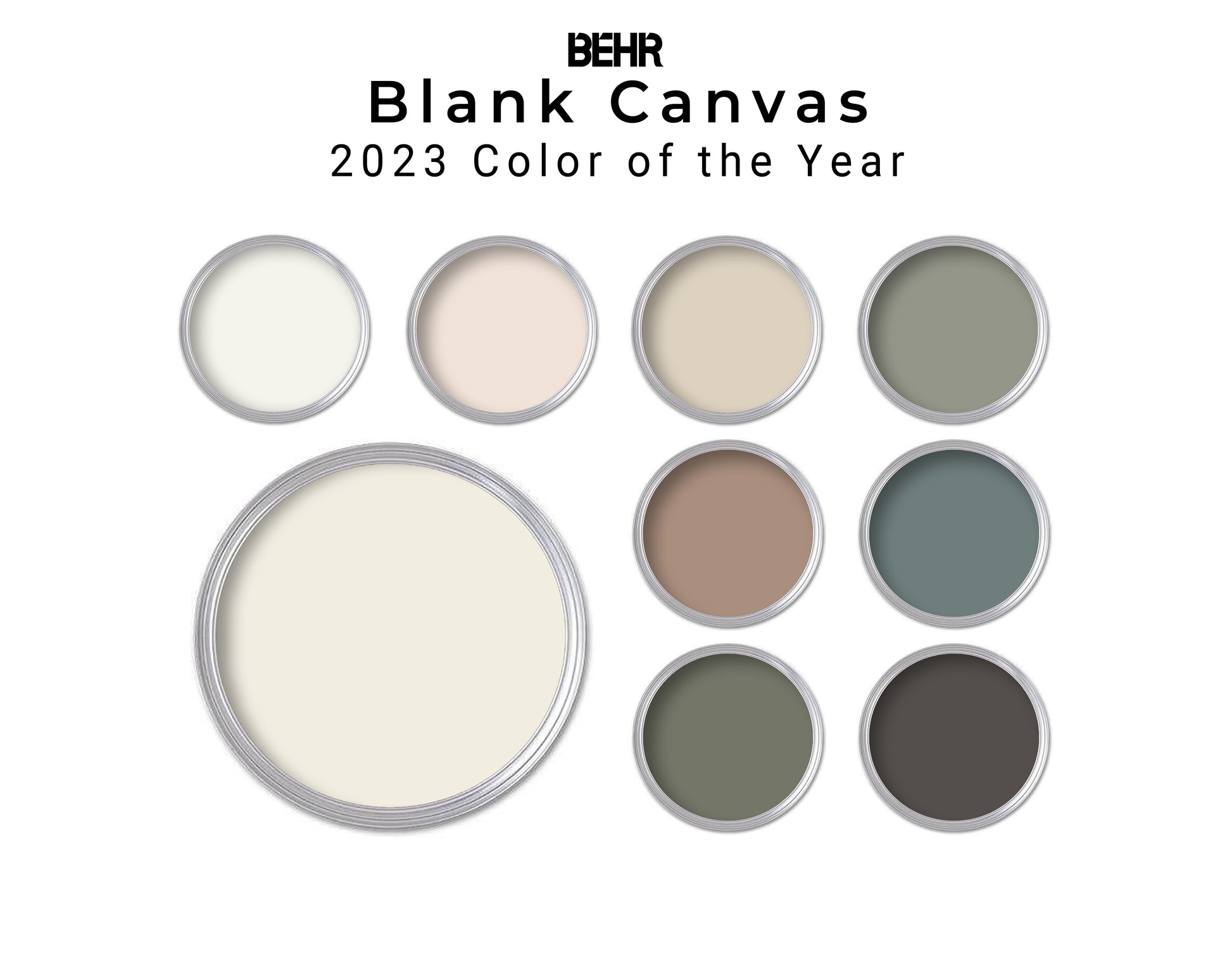 BEHR 2023 Color of the Year display with various paint samples.