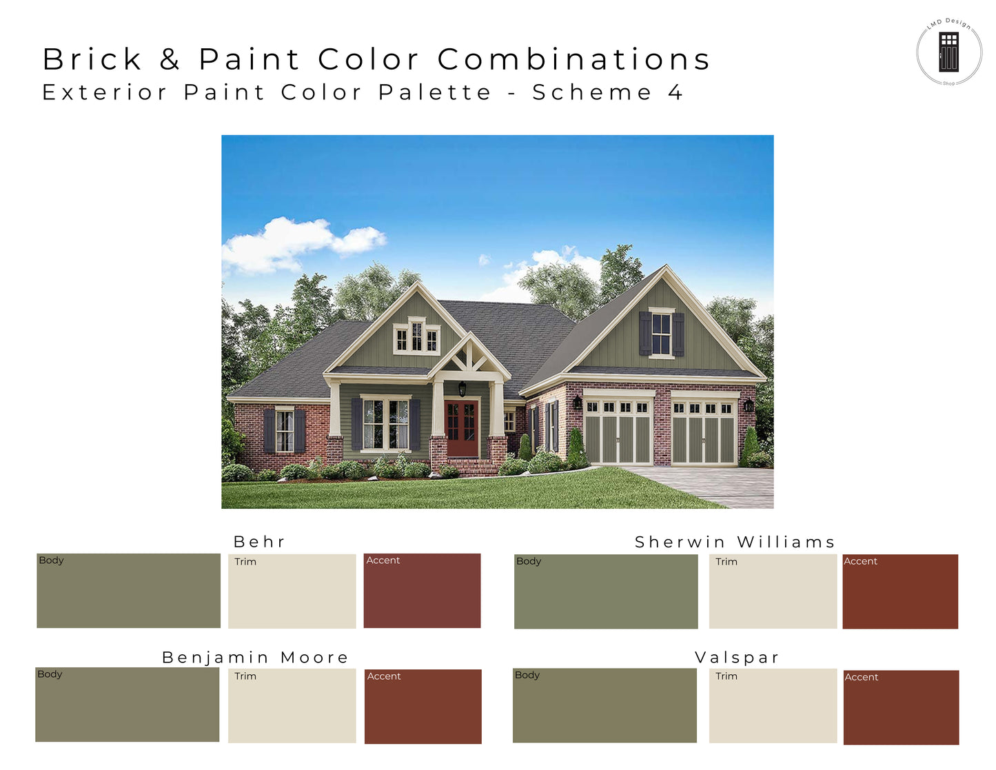 Brick Exterior Paint Color Palettes | Exterior Paint Colors