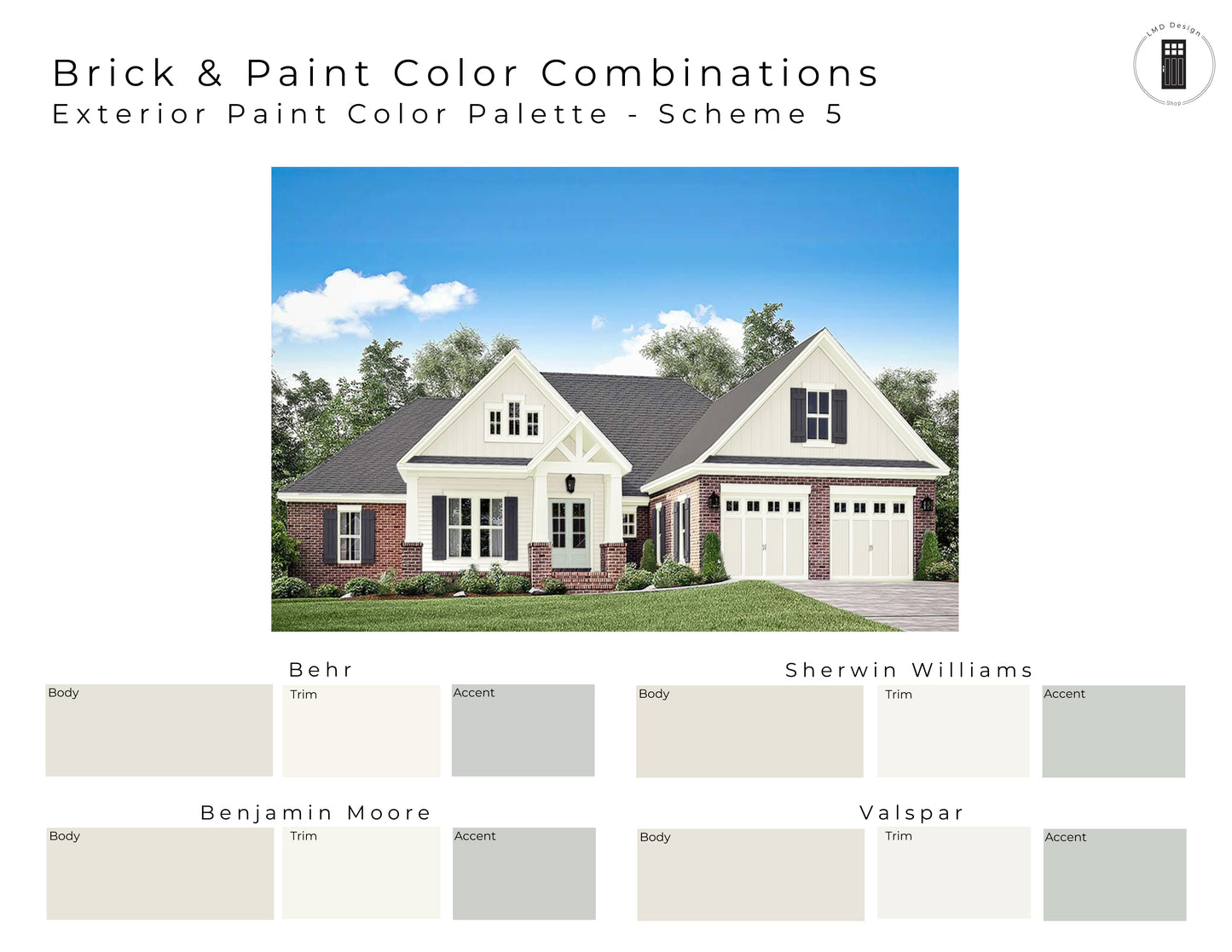 Brick Exterior Paint Color Palettes | Exterior Paint Colors