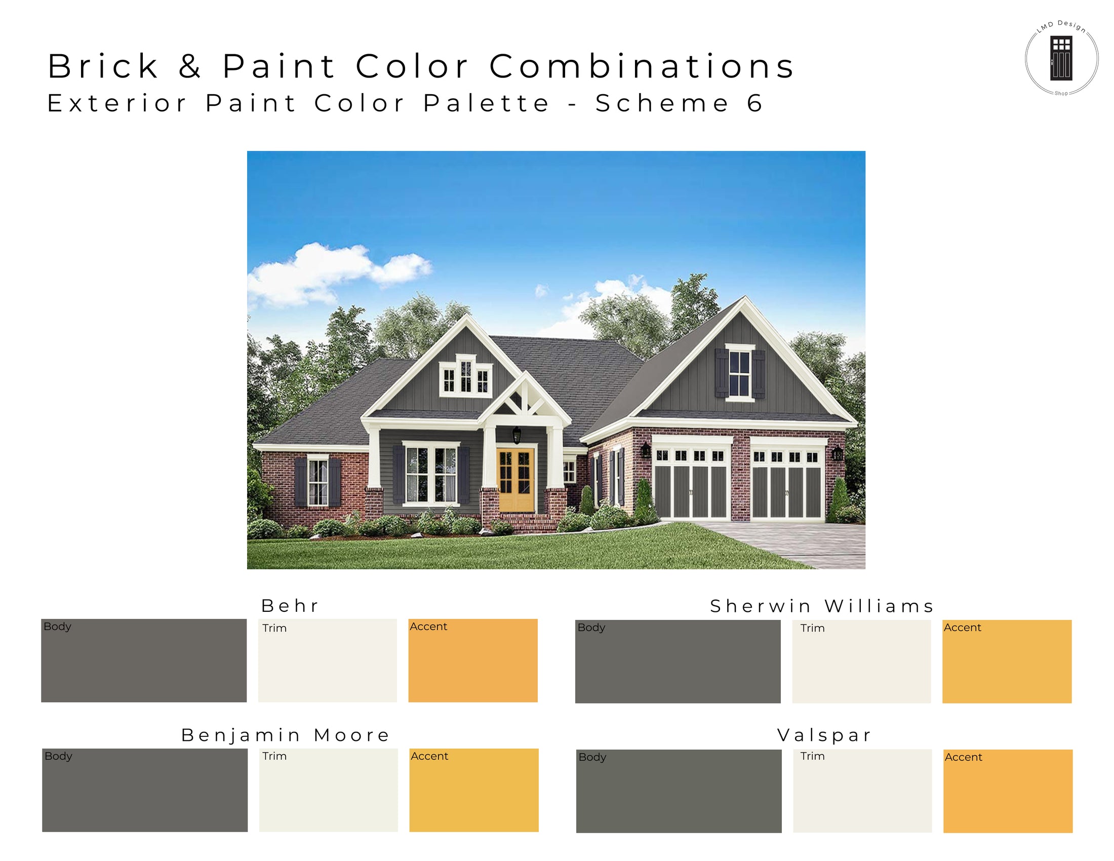Brick Exterior Paint Color Palettes | Exterior Paint Colors &ndash; LMDDesignShop
