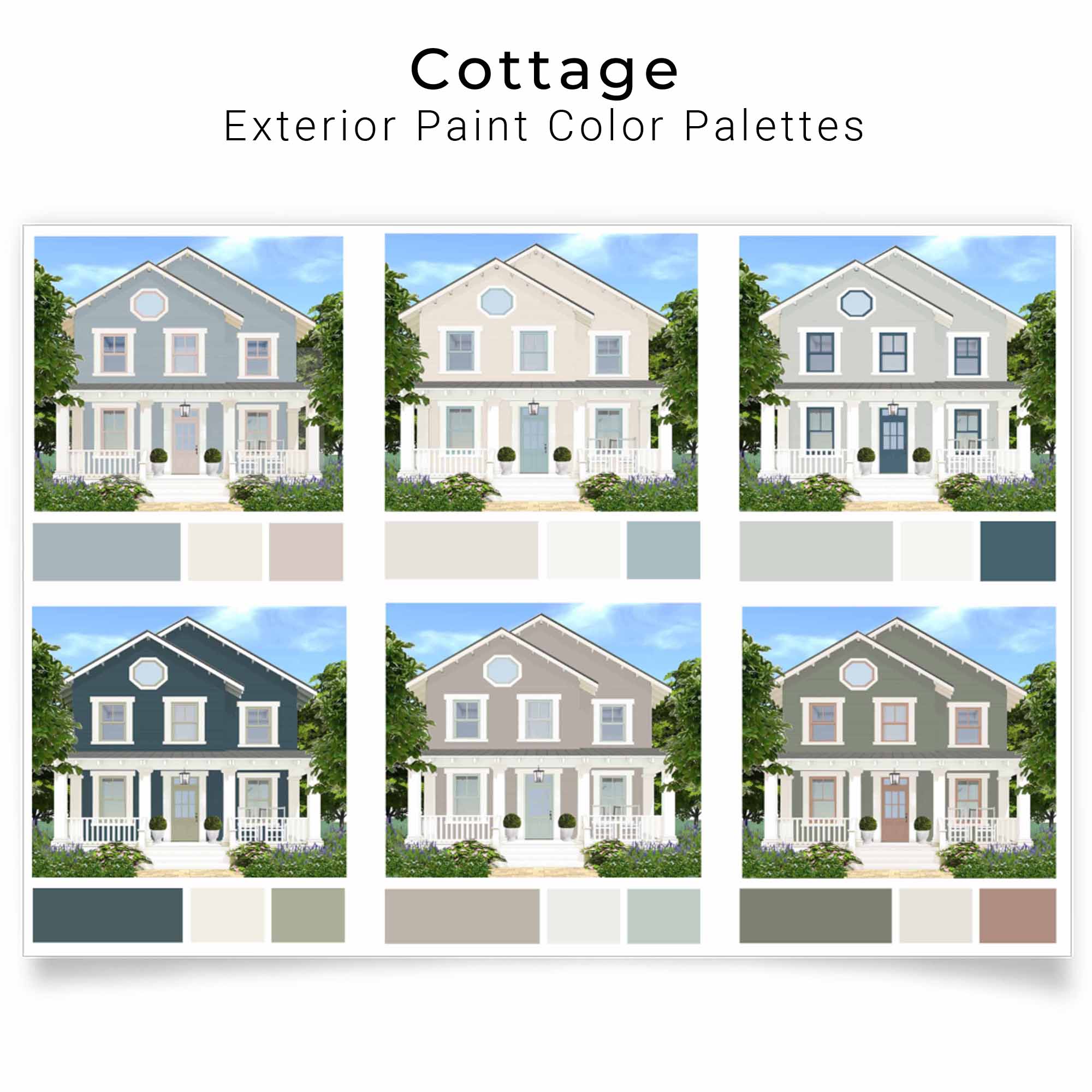 Cutage Color Cottage Style Exterior Paint Color Palette | Charming Curb Appeal | Pr ...