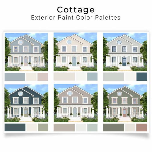 Cottage Style Exterior Paint Color Palette | Charming Curb Appeal | Printable PDF | Instant Download