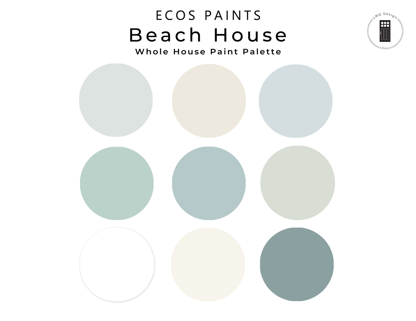 Beach House ECOS Paint Palette | Beach Coastal Non-Toxic, No VOC Paint Color Palette