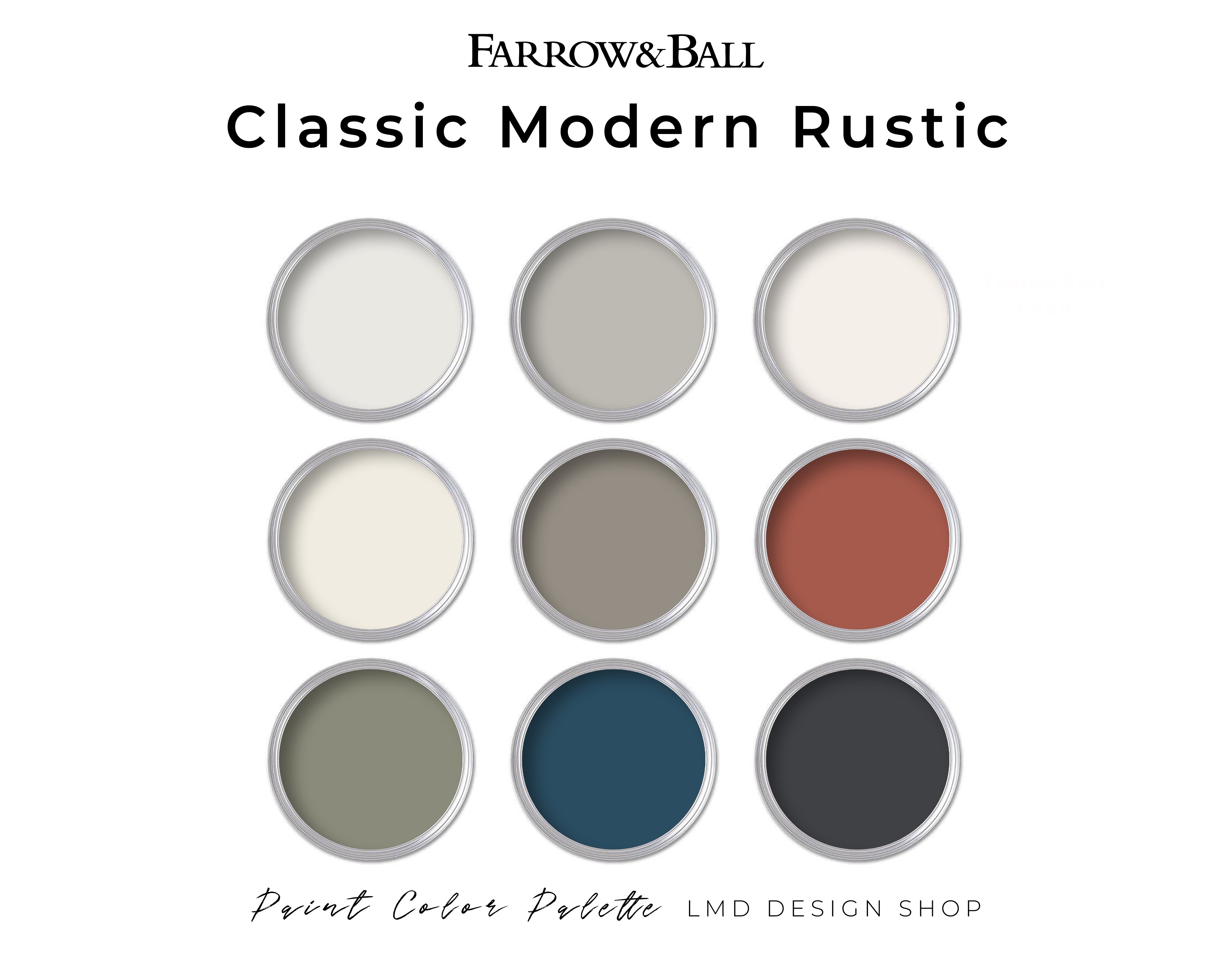 Modern Rustic Farrow & Ball Paint Palette | Whole Home Paint Color Pal ...