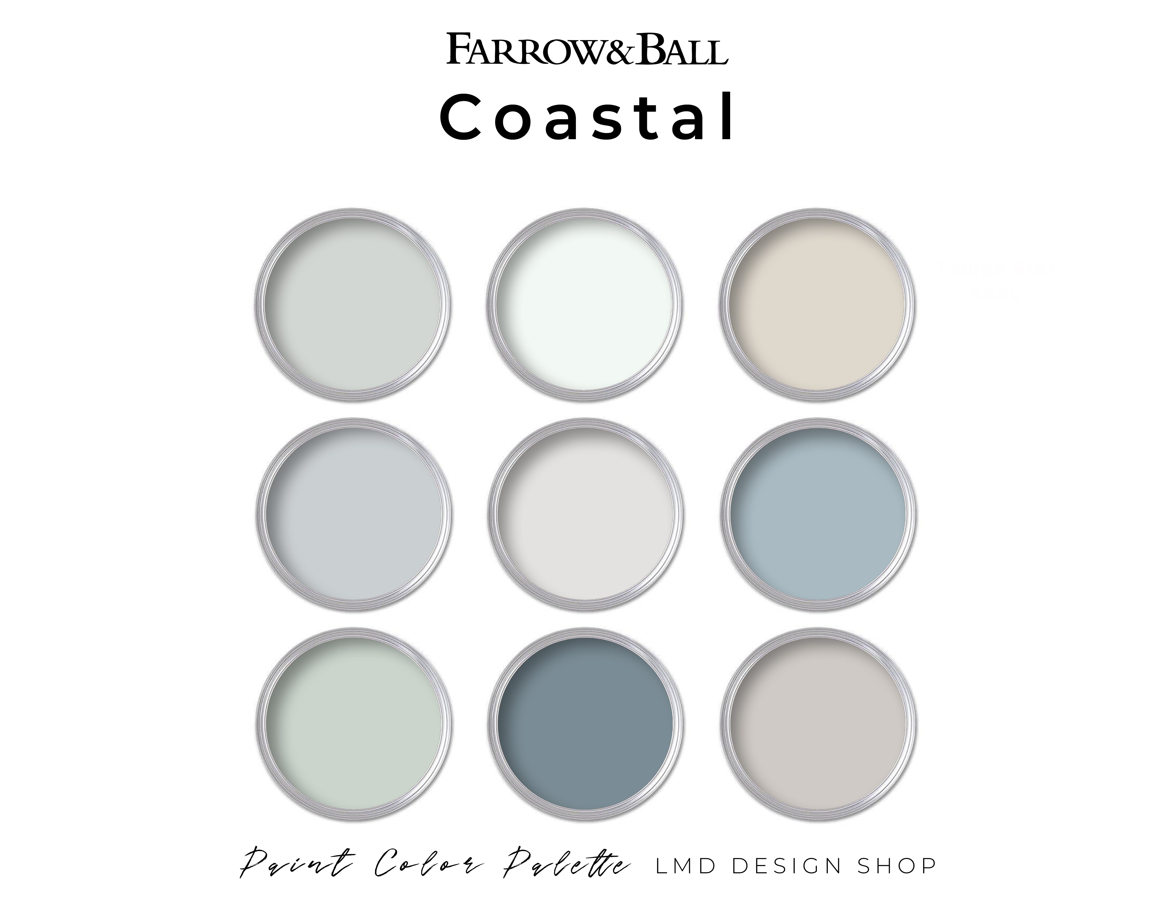 Coastal Farrow & Ball Paint Color Palette | Interior Paint Color Palet ...