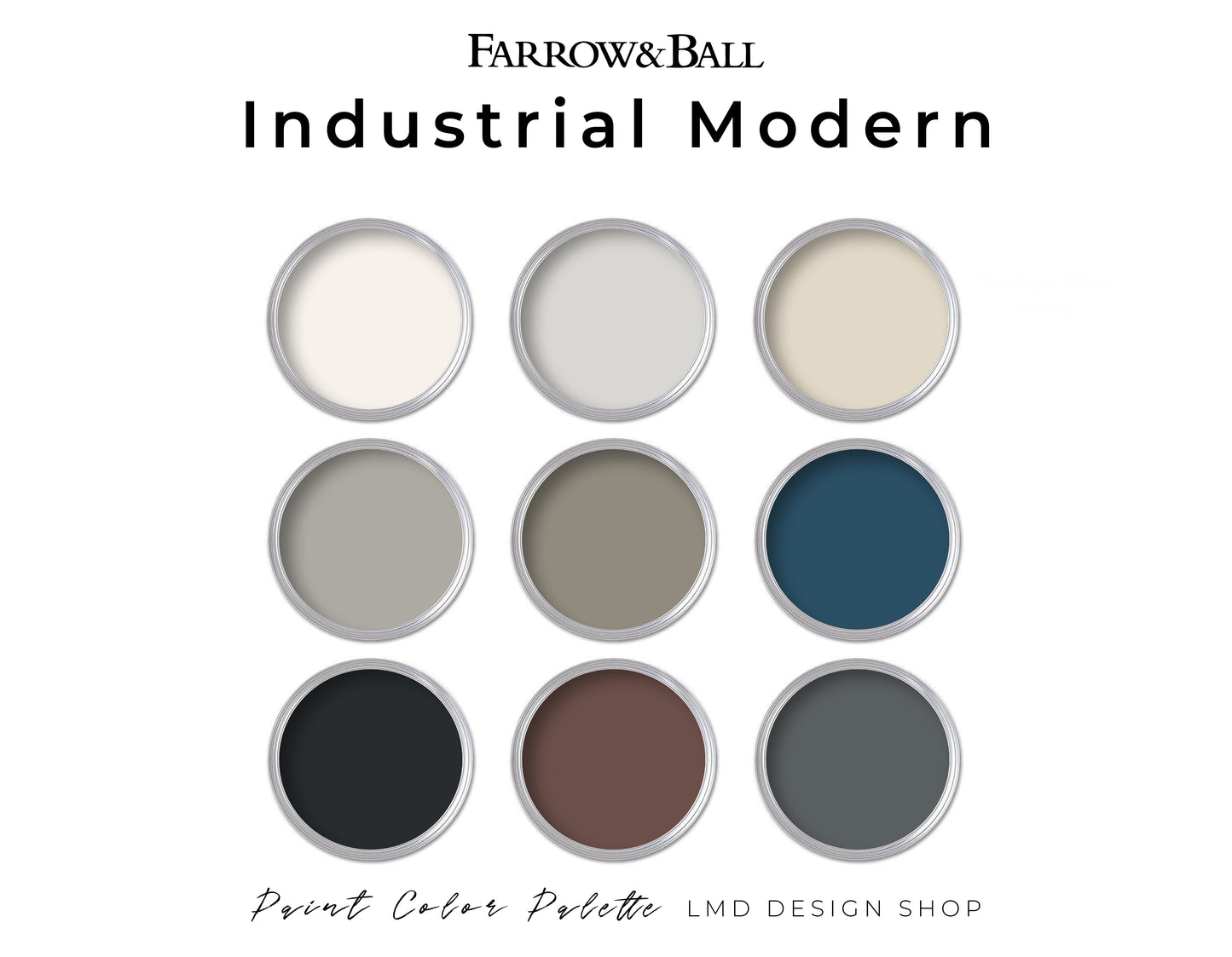 Farrow & Ball Industrial Modern Paint Color Palette | Whole House Paint Palette