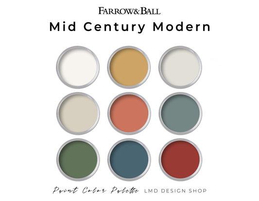 Farrow & Ball Mid Century Modern Paint Palette | Interior Design Paint Colors