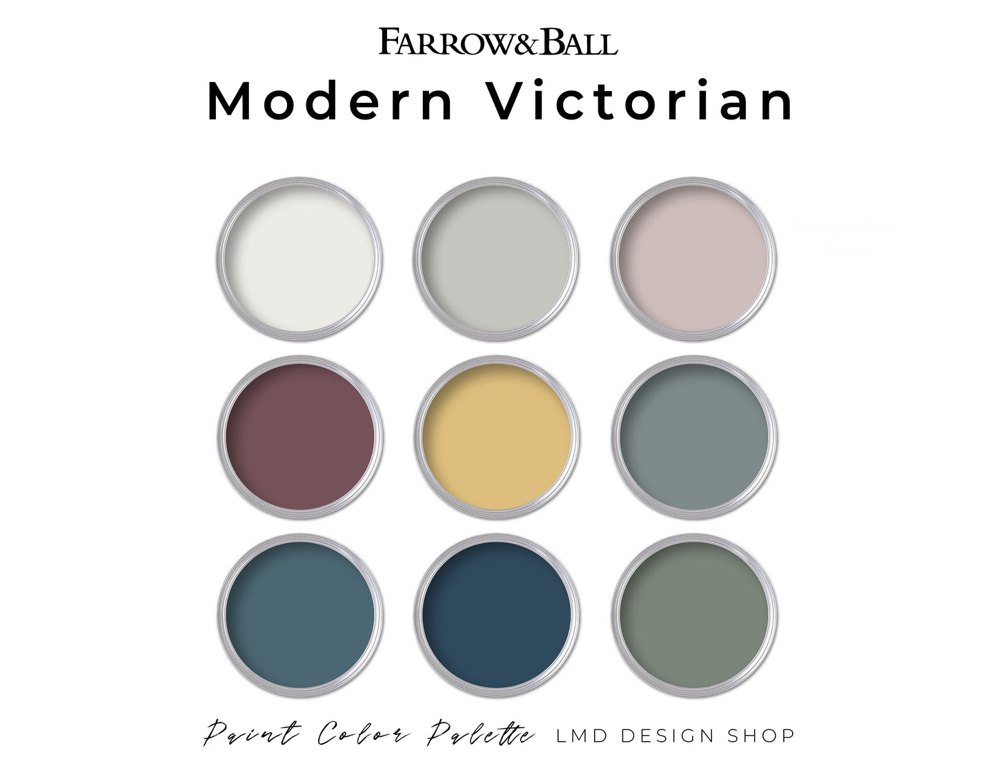 Modern Victorian Farrow & Ball Paint Palette | Interior Paint Colors for Home