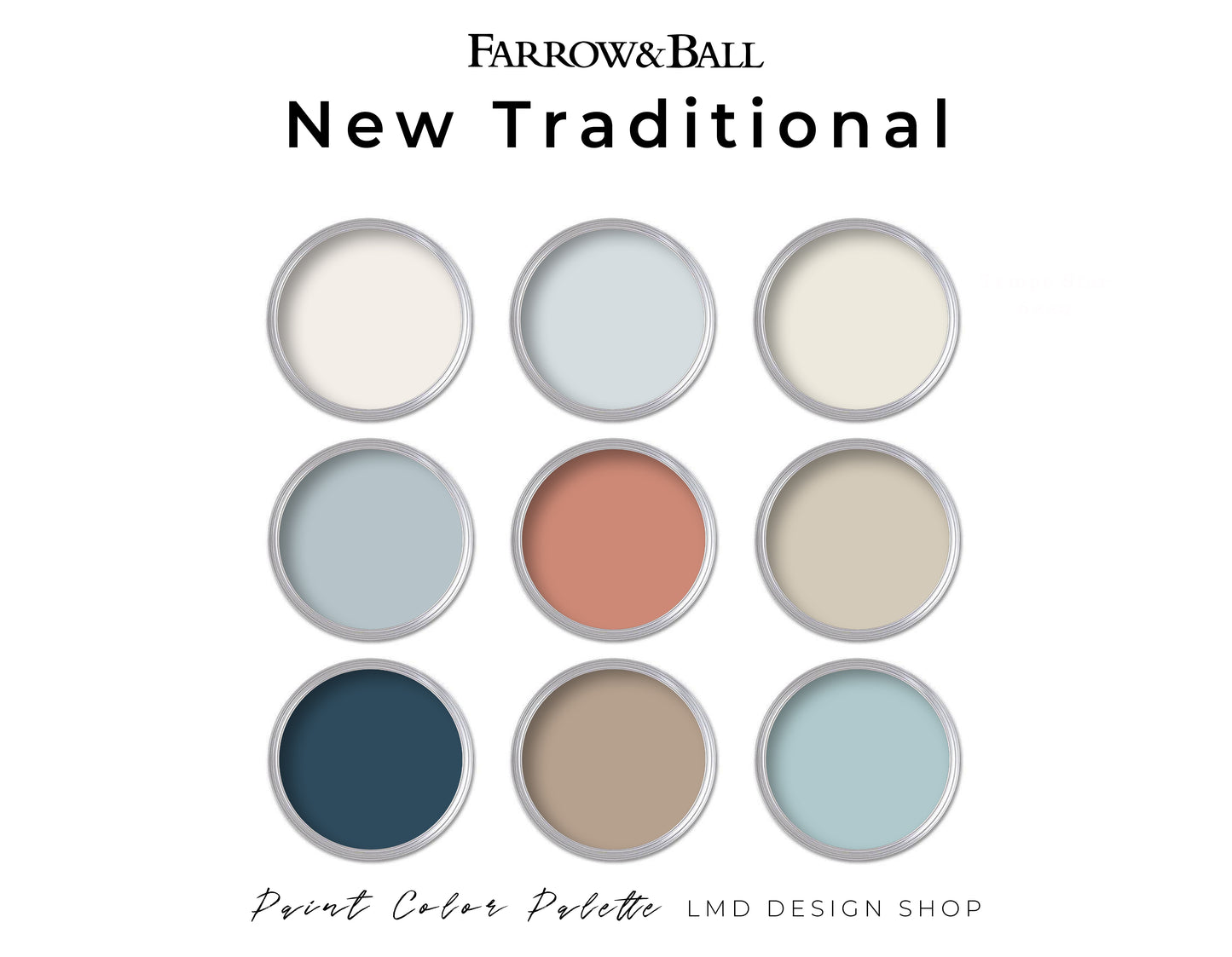 Farrow & Ball Traditional Paint Color Palette | Interior Paint Palette for Traditional Home