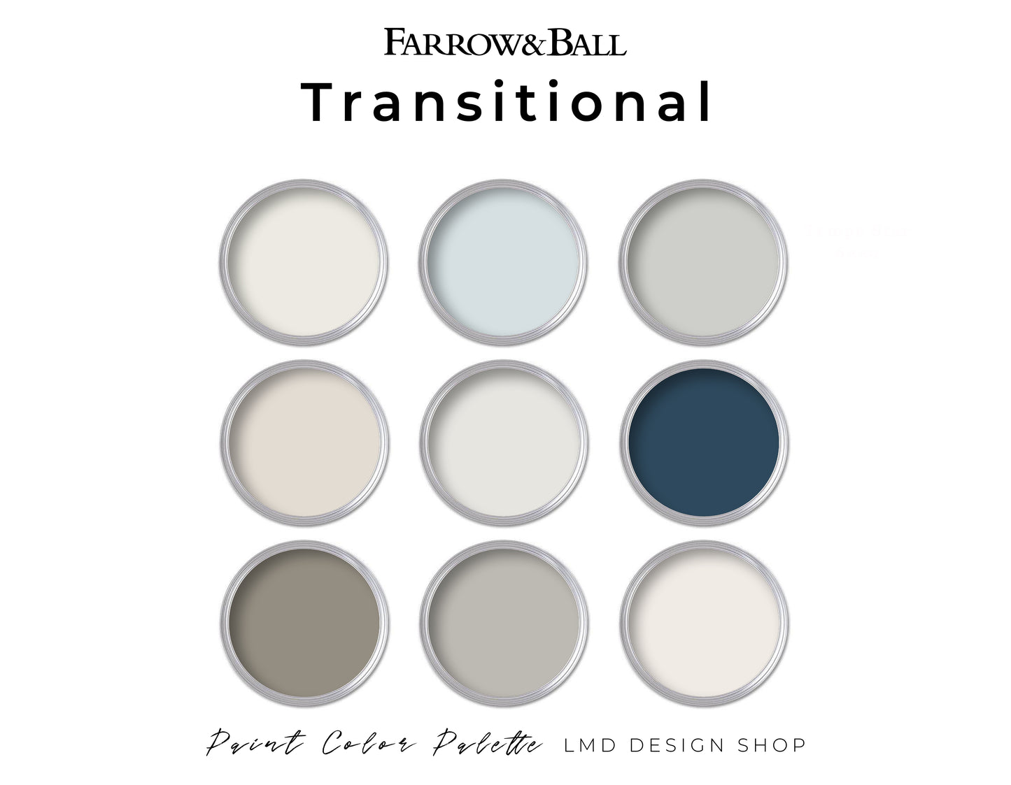 Farrow and Ball Transitional Palette Paint Colors | Whole House Paint Palette