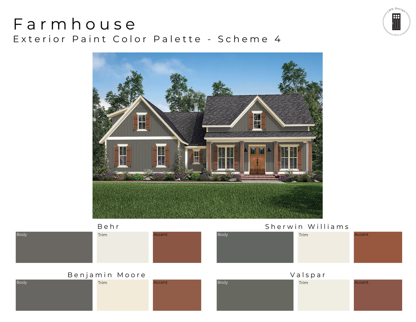 Farmhouse Exterior Paint Palettes | House Exterior Paint Colors