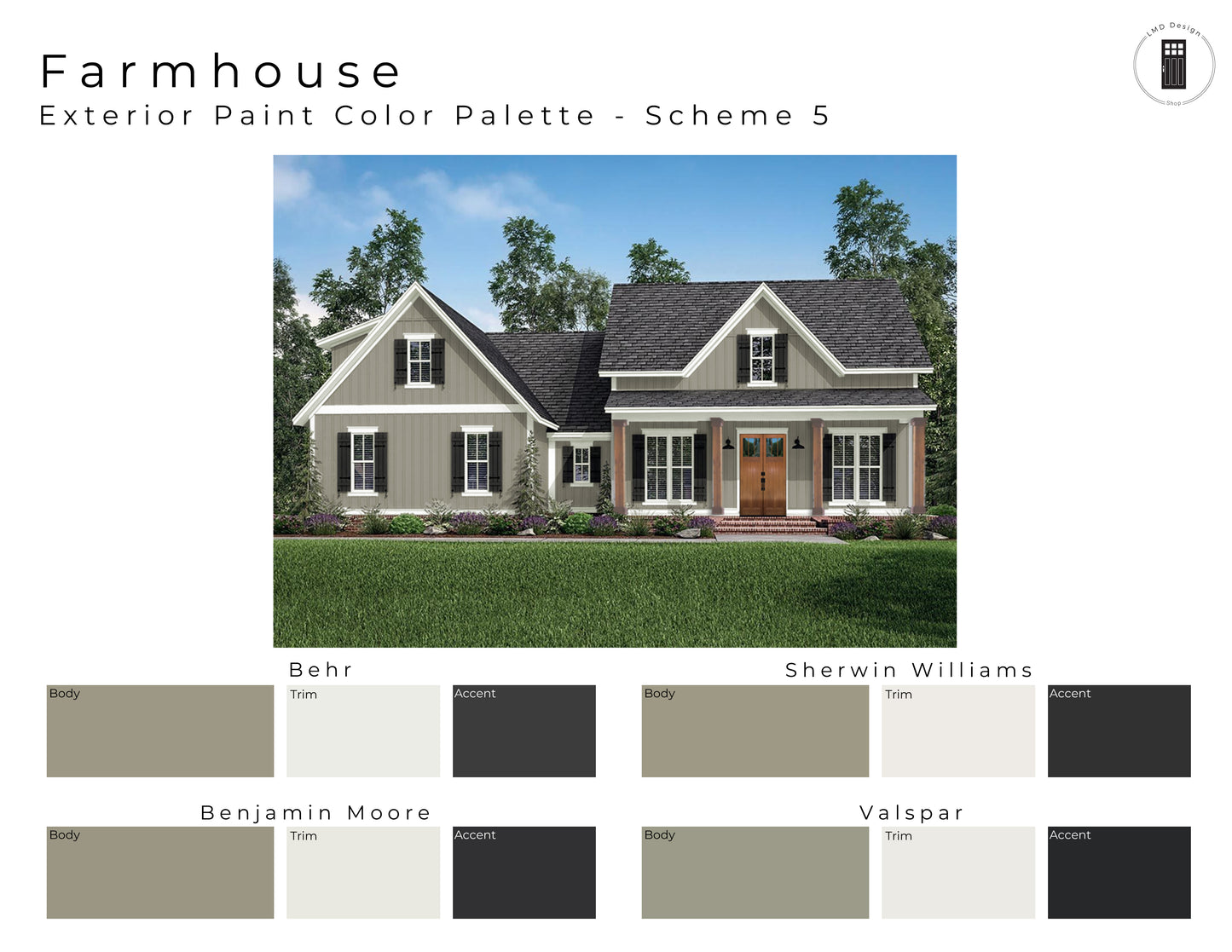 Farmhouse Exterior Paint Palettes | House Exterior Paint Colors