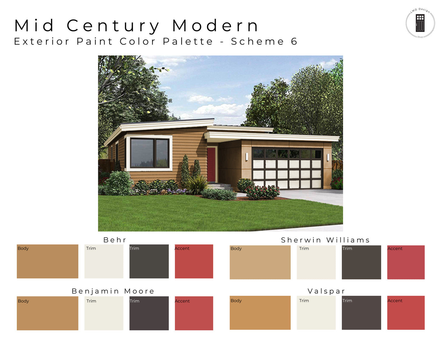 Exterior Paint Color Schemes Mid Century Modern | Exterior House Paint Palettes