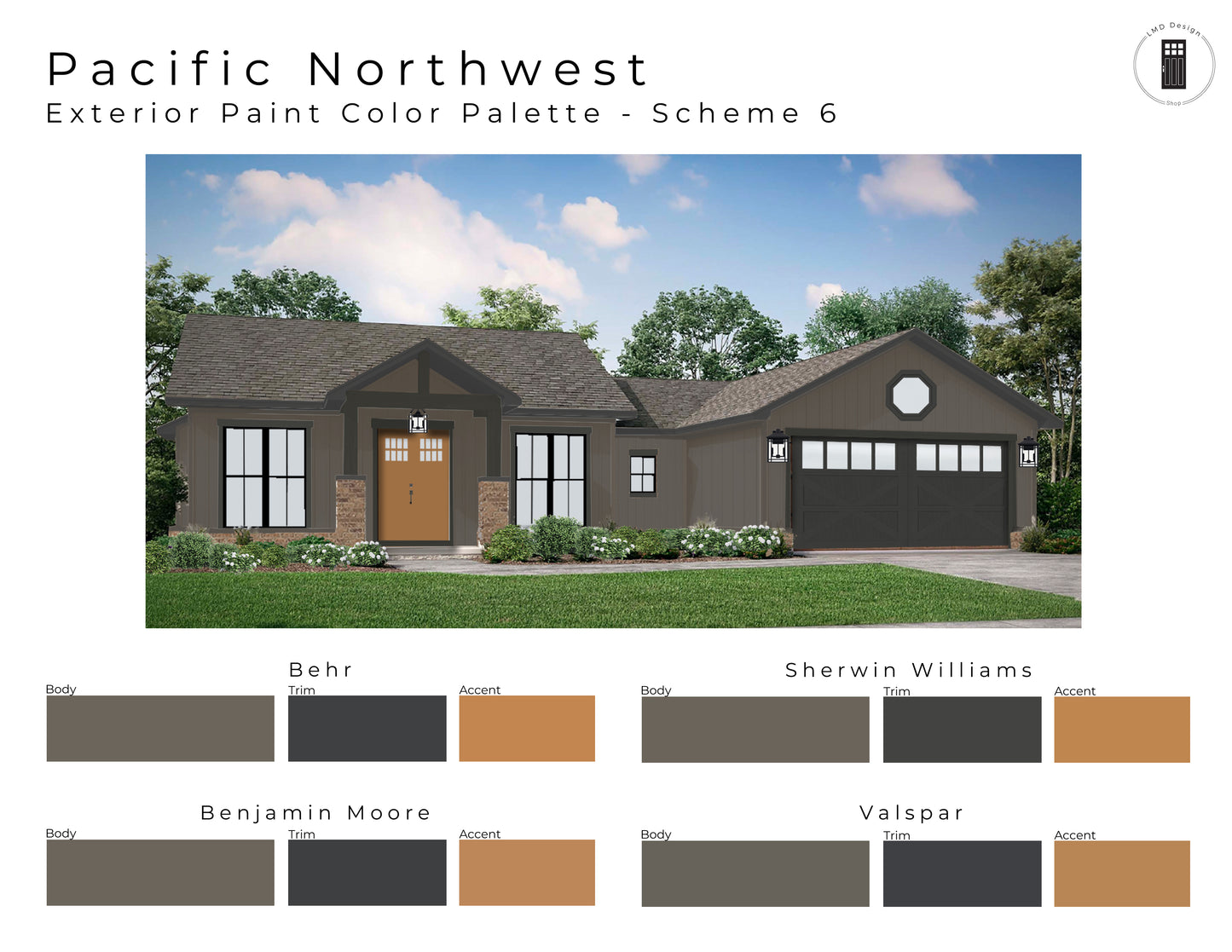 Pacific Northwest Exterior Paint Color Palettes | Northwest Style Exterior House Paint Colors