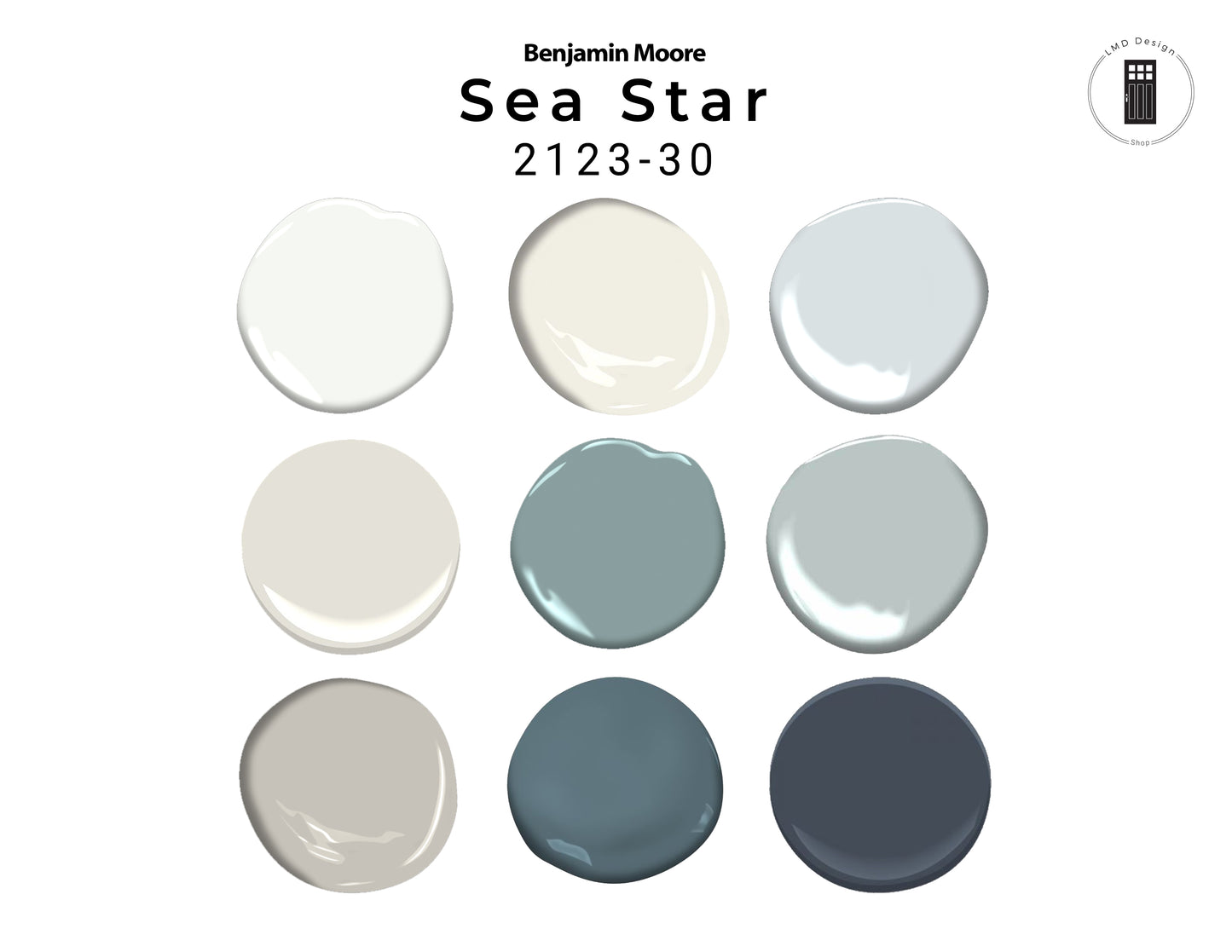 Benjamin Moore Sea Star Coastal Paint Palette | Whole House Paint Palette Sea Star Benjamin Moore