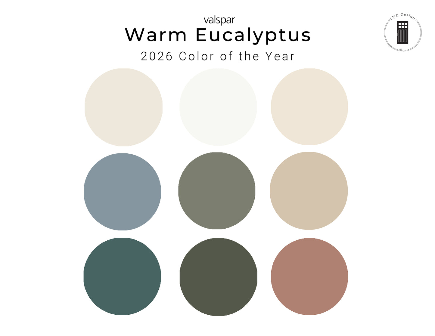 Warm Eucalyptus Paint Color Palette | Valspar 2026 Color of the Year | Coordinating Neutrals & Warm Tones | Interior Design Guide