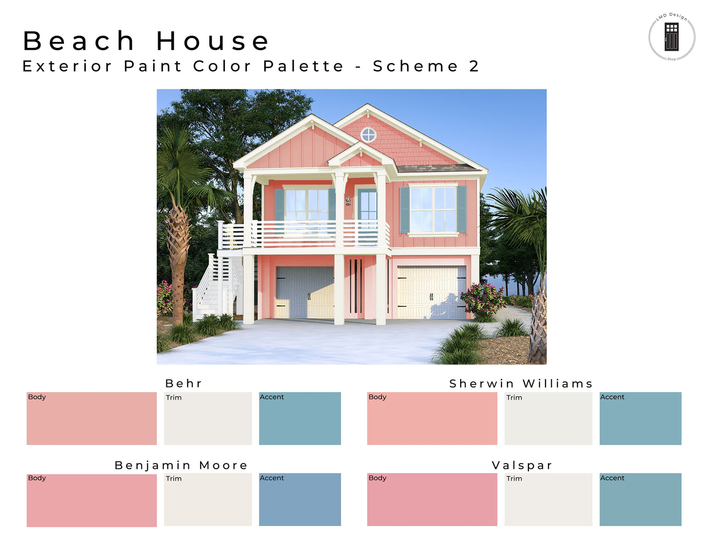 Beach House Exterior Paint Color Palettes | Home Exterior Paint Colors