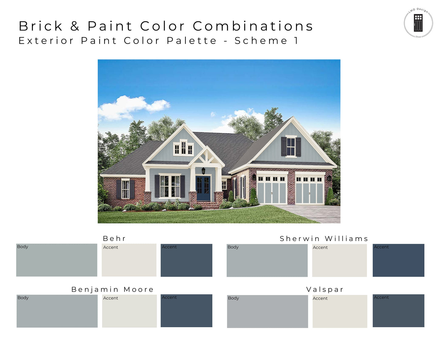 Brick Exterior Paint Color Palettes | Exterior Paint Colors