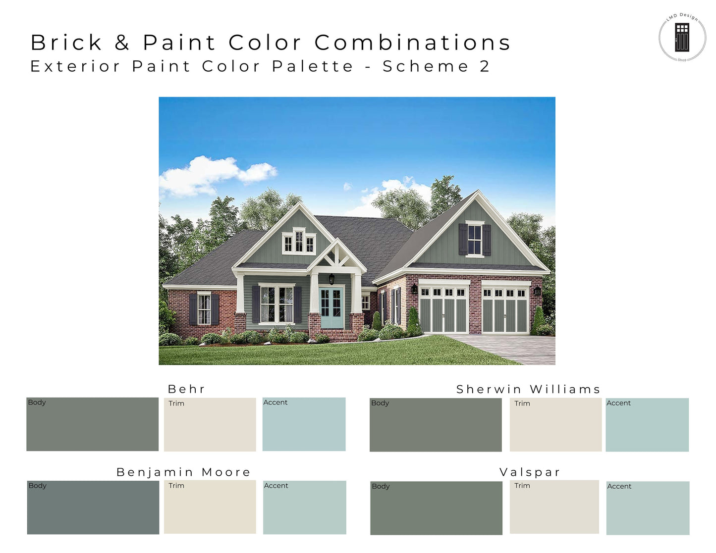 Brick Exterior Paint Color Palettes | Exterior Paint Colors