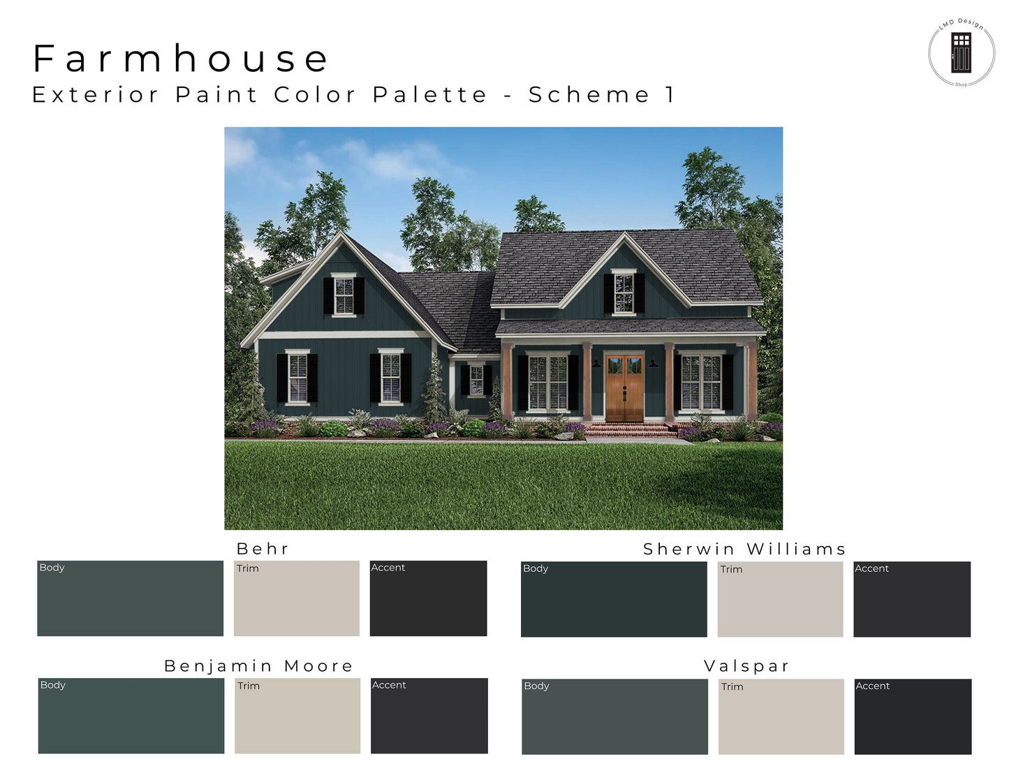 Farmhouse Exterior Paint Palettes | House Exterior Paint Colors