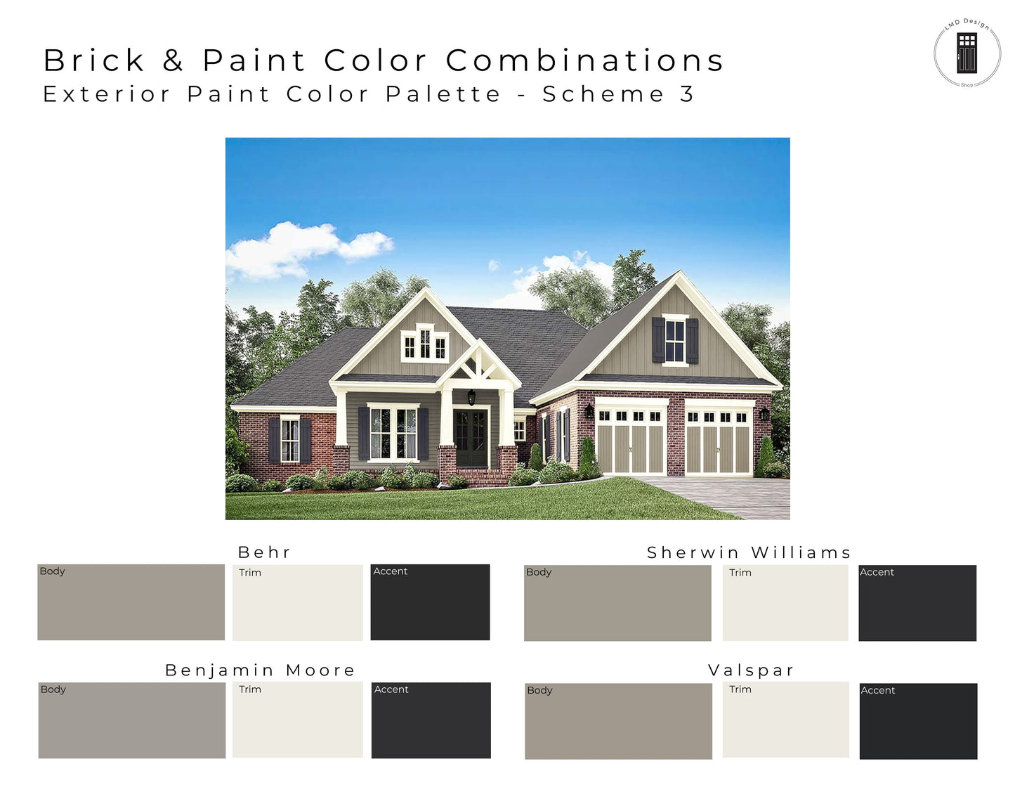 Brick Exterior Paint Color Palettes | Exterior Paint Colors