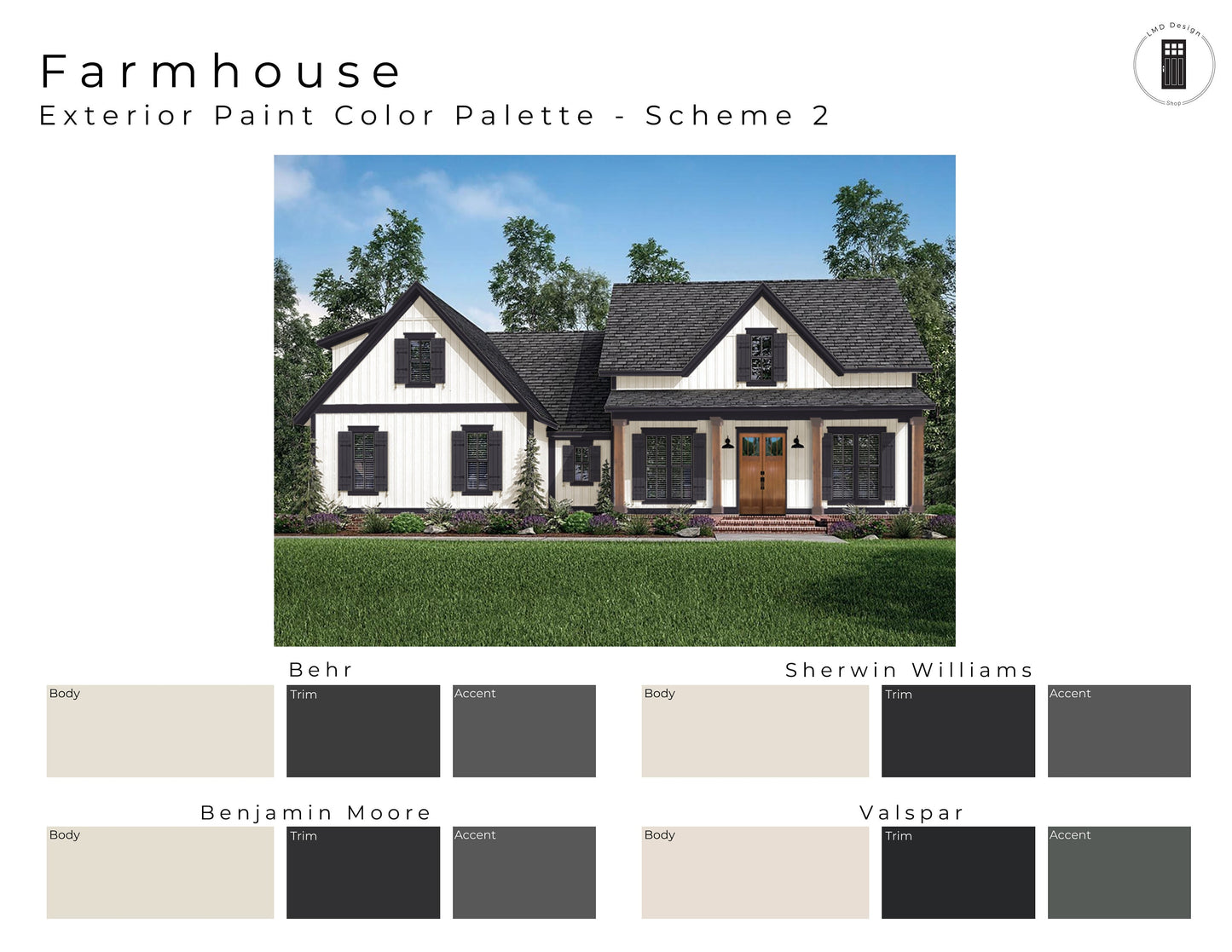 Farmhouse Exterior Paint Palettes | House Exterior Paint Colors