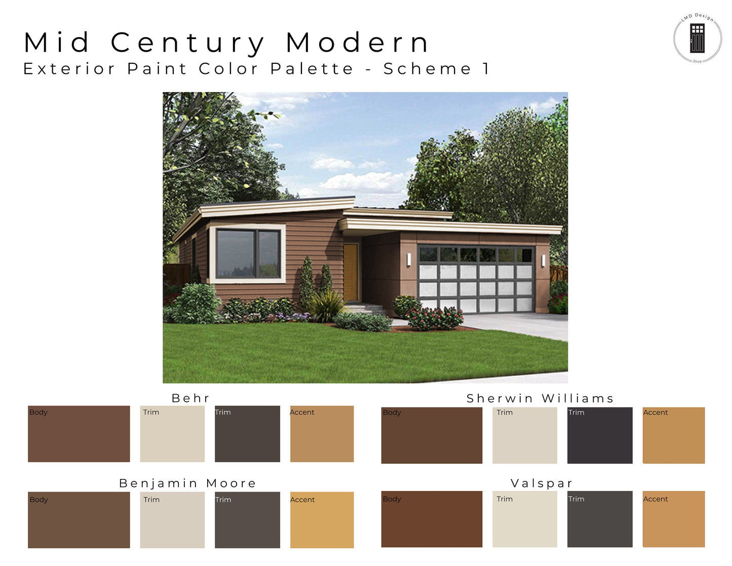 Exterior Paint Color Schemes Mid Century Modern | Exterior House Paint Palettes