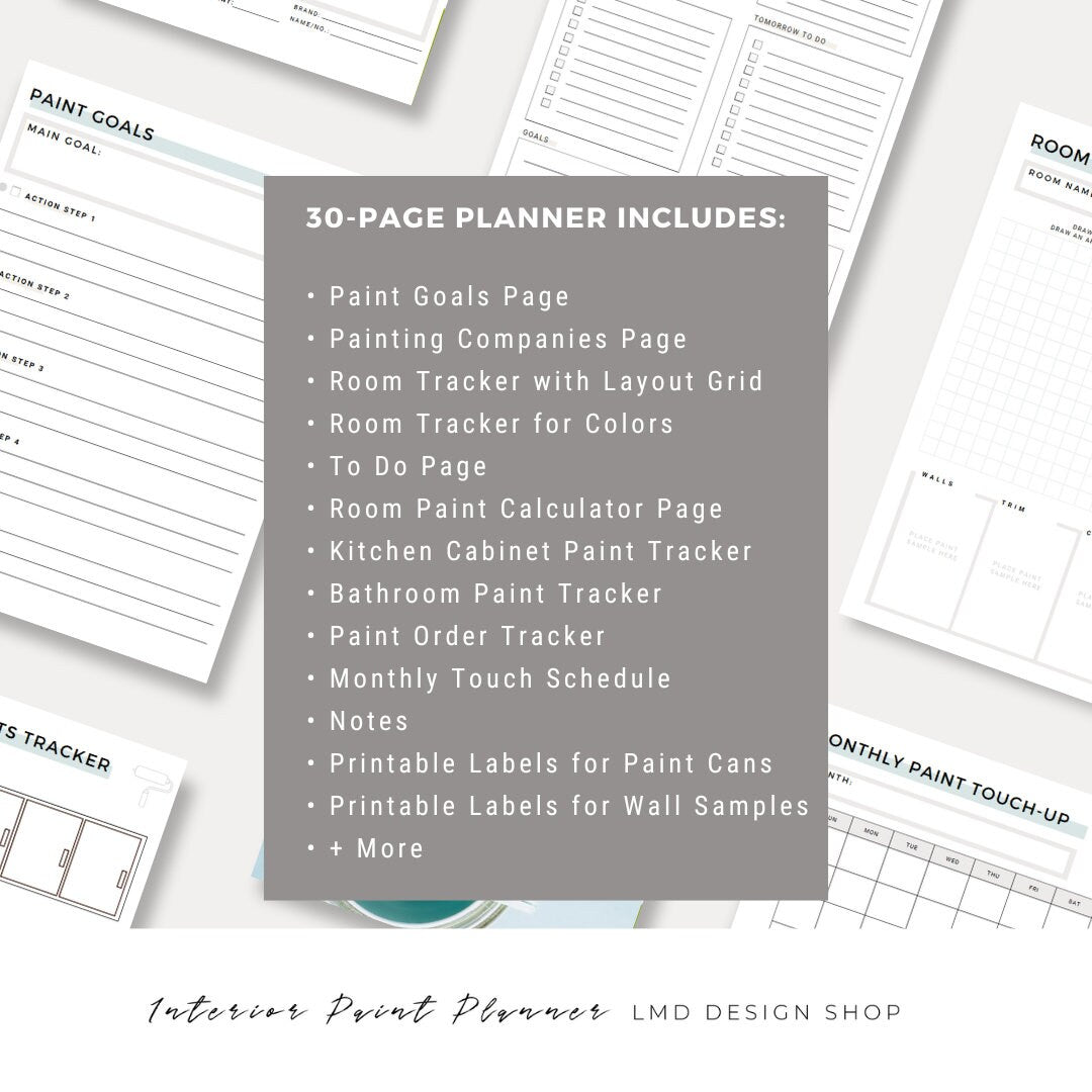 Interior Paint Color Planner | Printable Home Paint Tracker