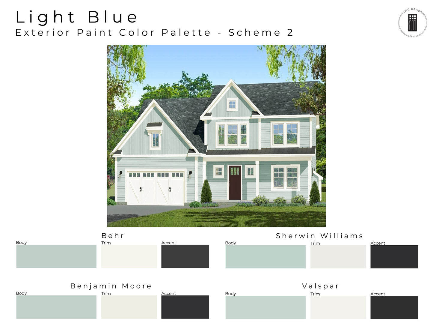 Light Blue Exterior House Paint Palettes | Light Blue House Exterior Paint Colors