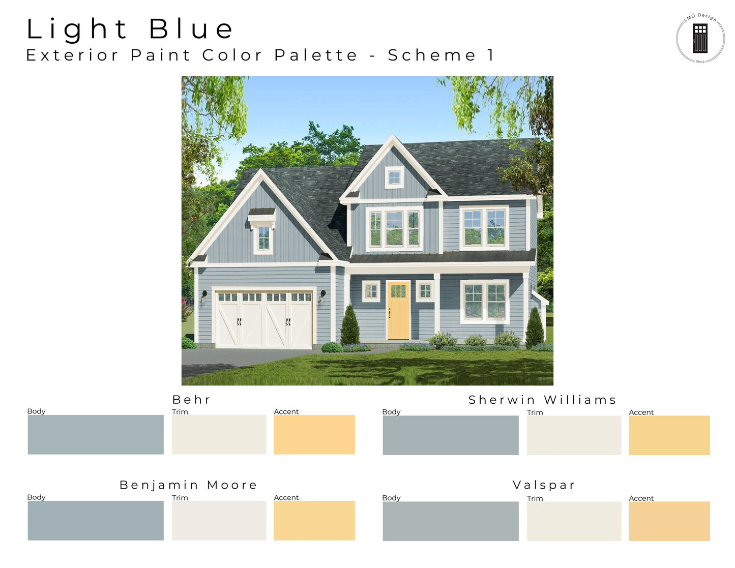 Light Blue Exterior House Paint Palettes | Light Blue House Exterior Paint Colors