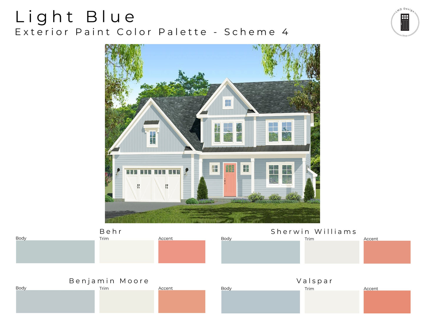 Light Blue Exterior House Paint Palettes | Light Blue House Exterior Paint Colors