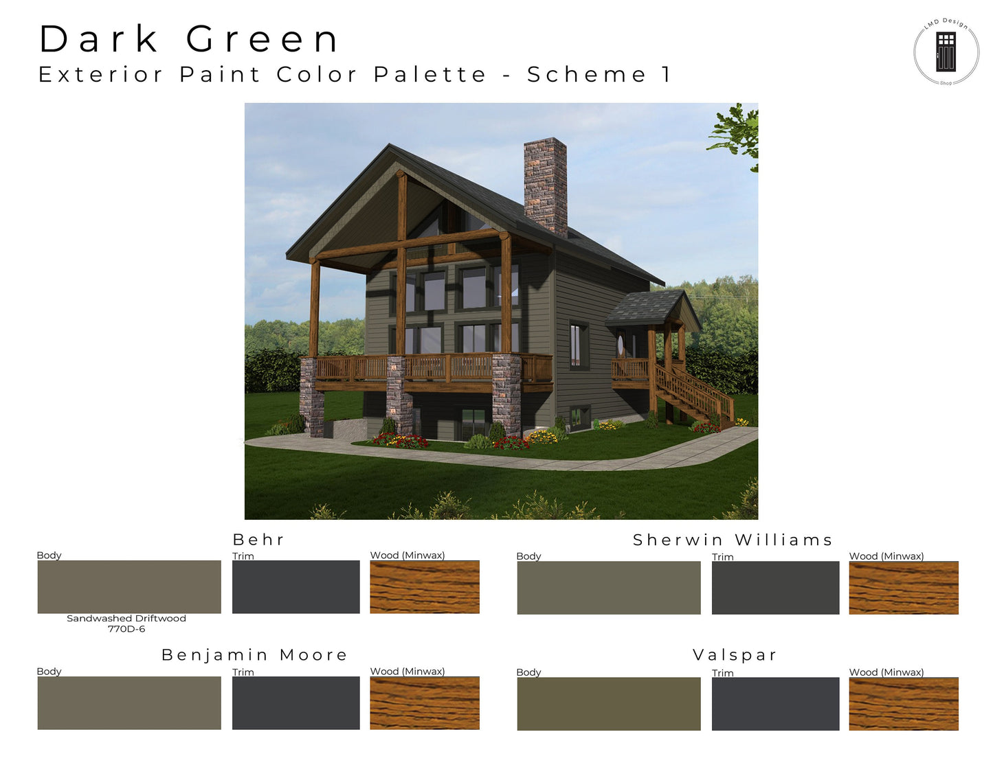 Dark Olive Green Exterior Paint Palettes | Green House Exterior Paint Colors