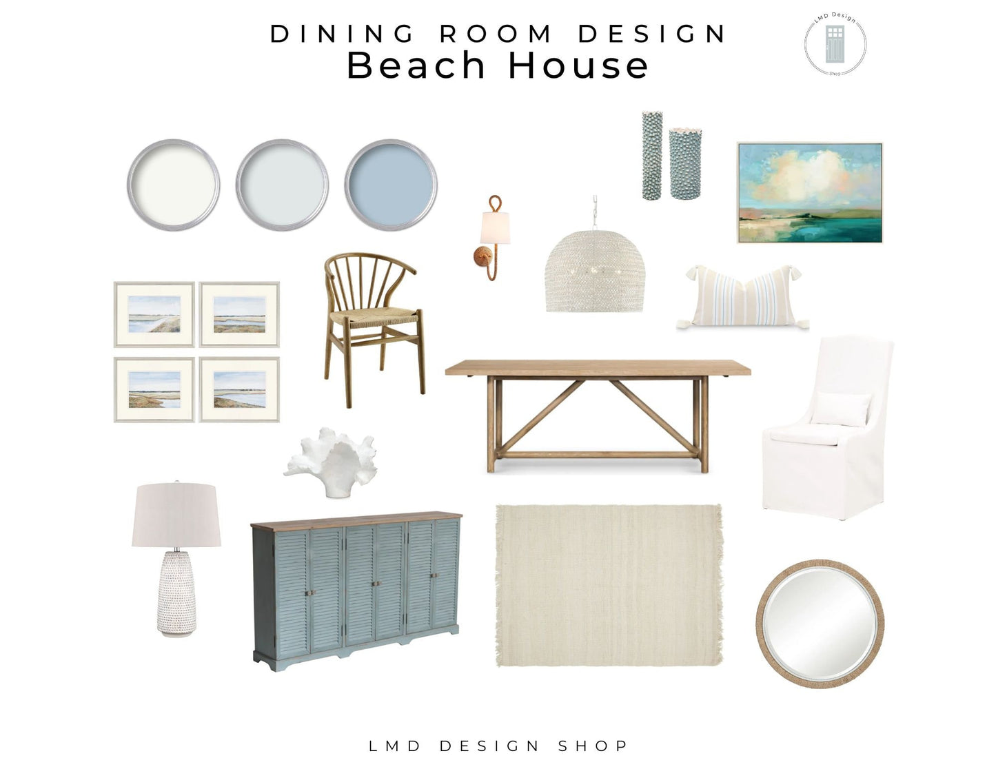 Bundle Beach House Design Mood Boards | Whole House Beach Style Interior Design