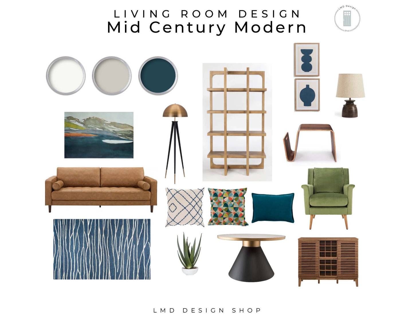 Mid Century Modern House Design Mood Boards | Whole House Mid Century Modern Interior Design