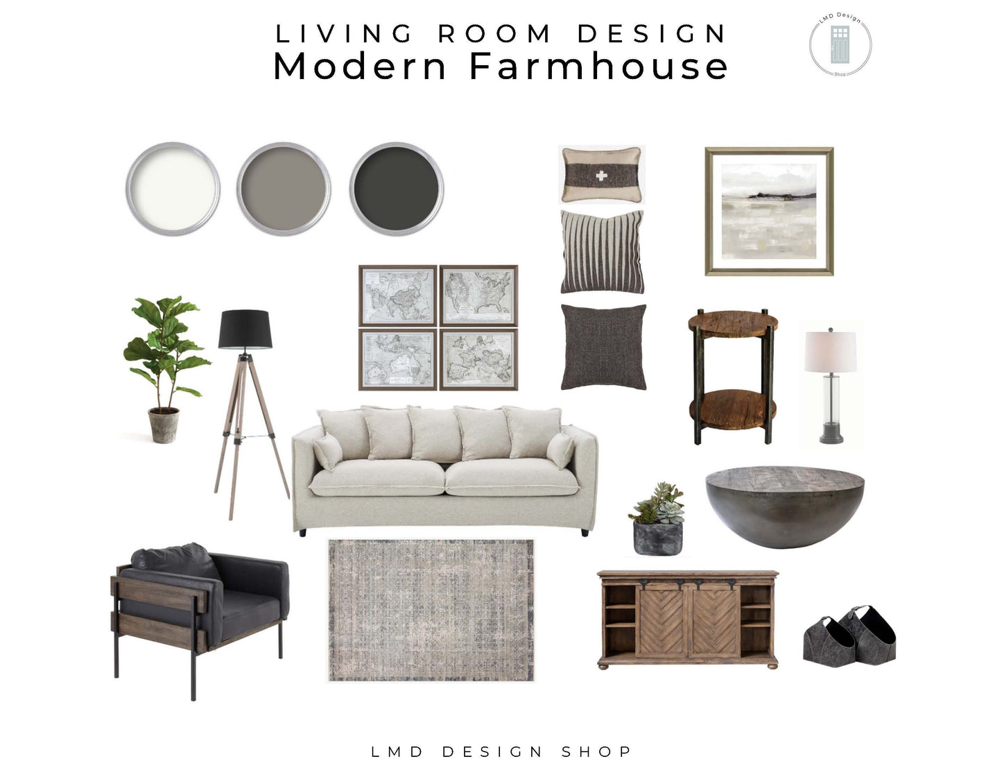 Modern Farmhouse Room Design Bundle | Rustic House Design Mood Board Bundle