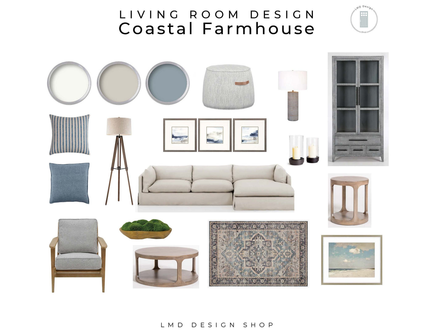 Coastal Farmhouse Bundle Design Mood Boards | Whole House Coastal Farmhouse Interior Design