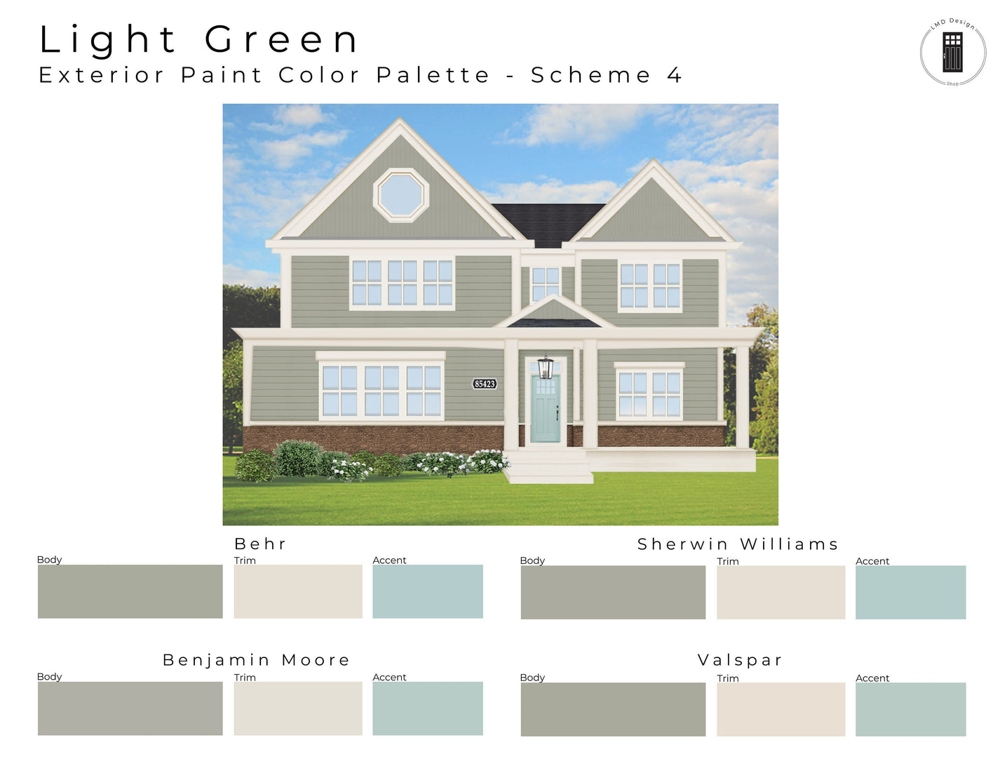 Light Green Sage Exterior Paint Palettes | Green Sage House Exterior P ...
