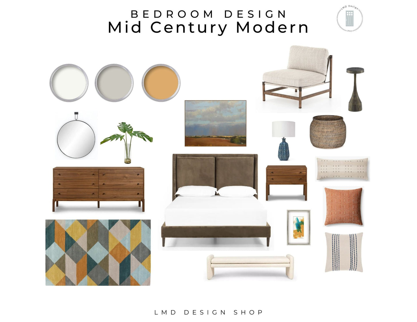 Mid Century Modern House Design Mood Boards | Whole House Mid Century Modern Interior Design