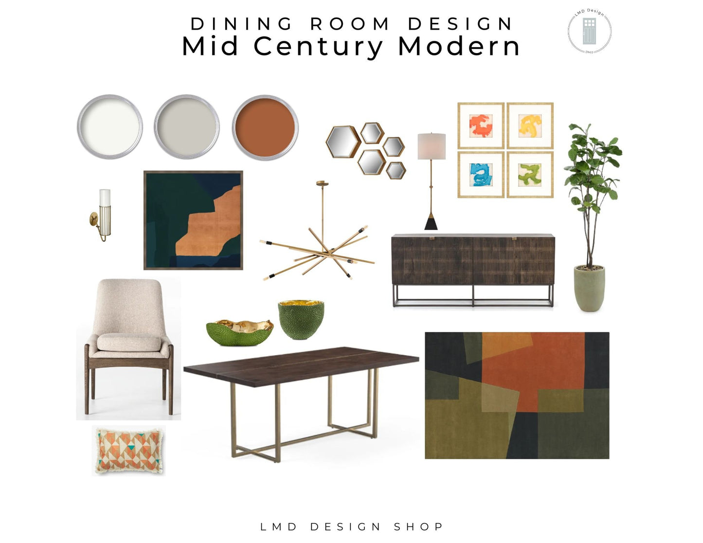 Mid Century Modern House Design Mood Boards | Whole House Mid Century Modern Interior Design