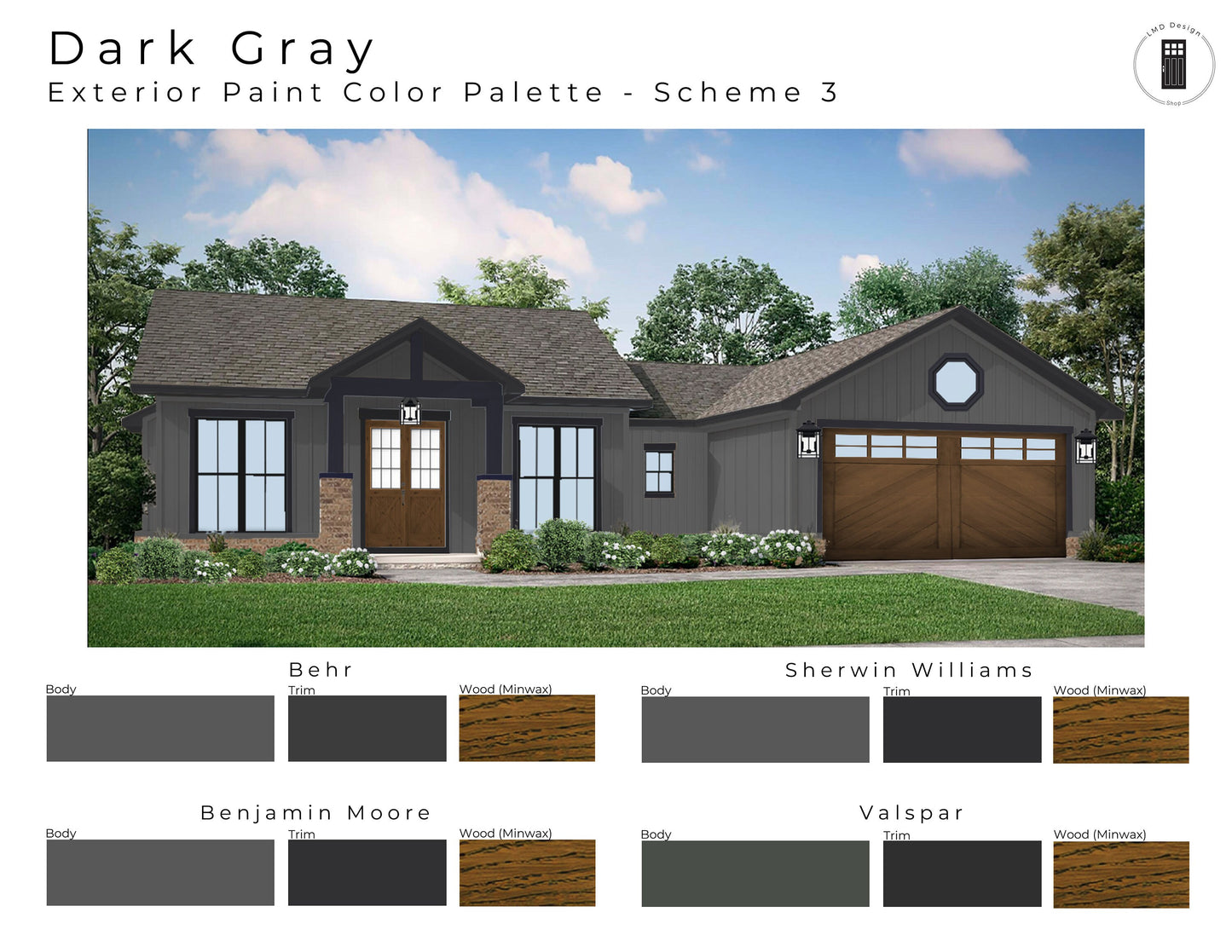 Gray Charcoal Exterior Paint Palettes | Dark Gray Exterior House Color Schemes