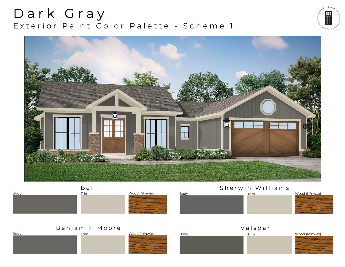 Gray Charcoal Exterior Paint Palettes | Dark Gray Exterior House Color Schemes