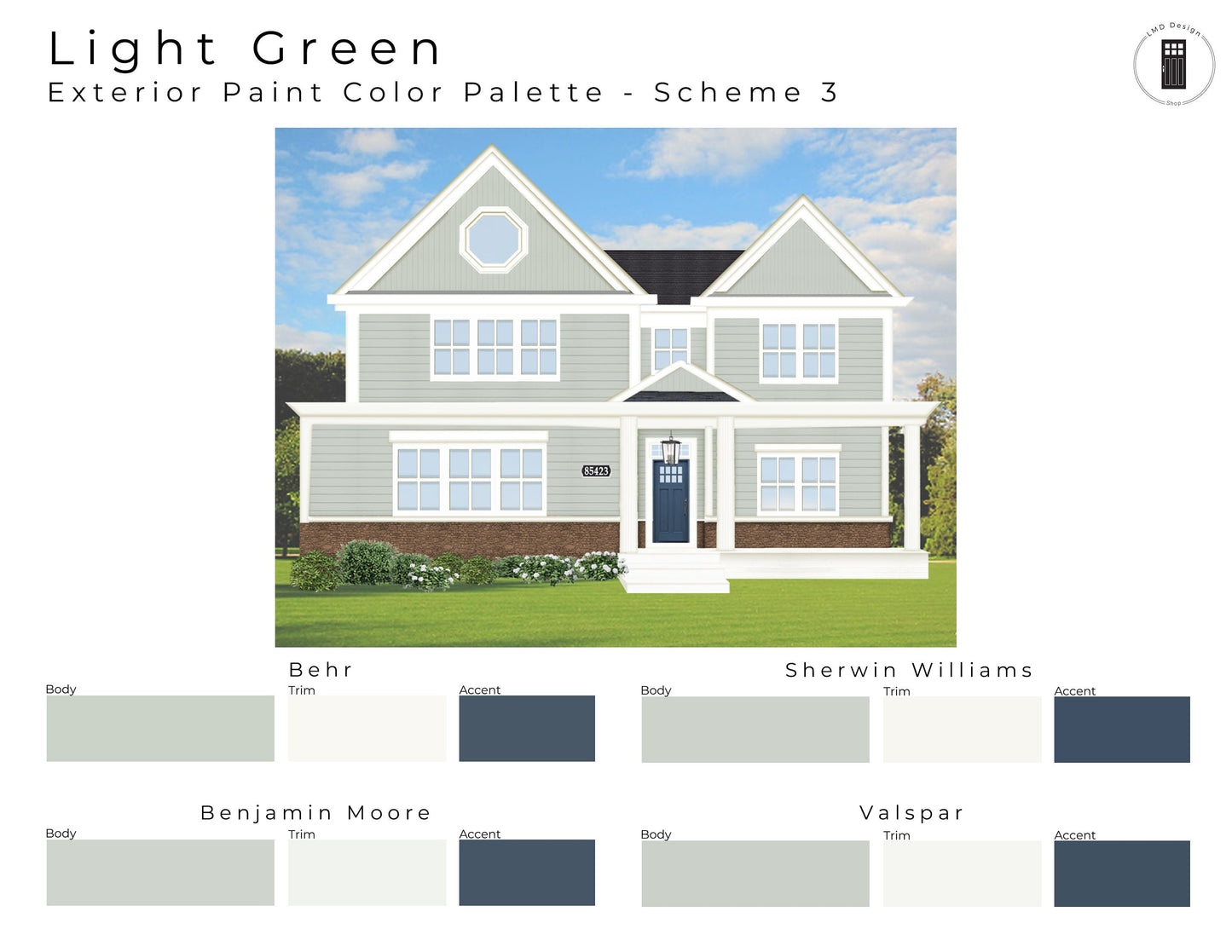 Light Green Sage Exterior Paint Palettes | Green Sage House Exterior Paint Colors