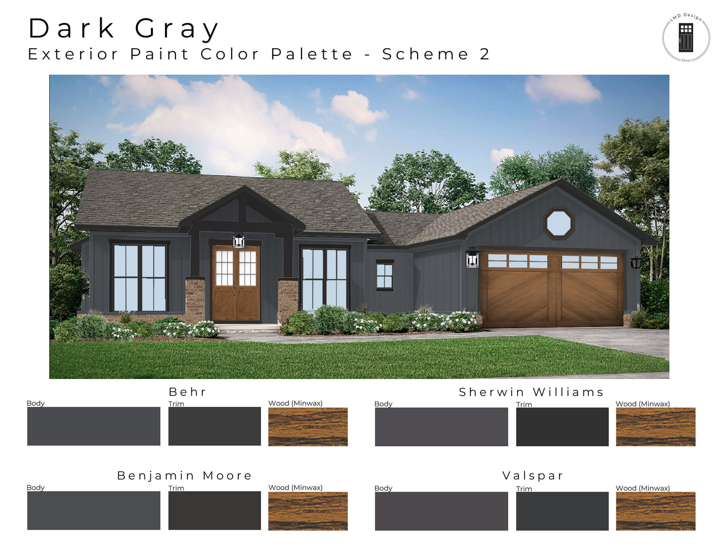 Gray Charcoal Exterior Paint Palettes | Dark Gray Exterior House Color Schemes