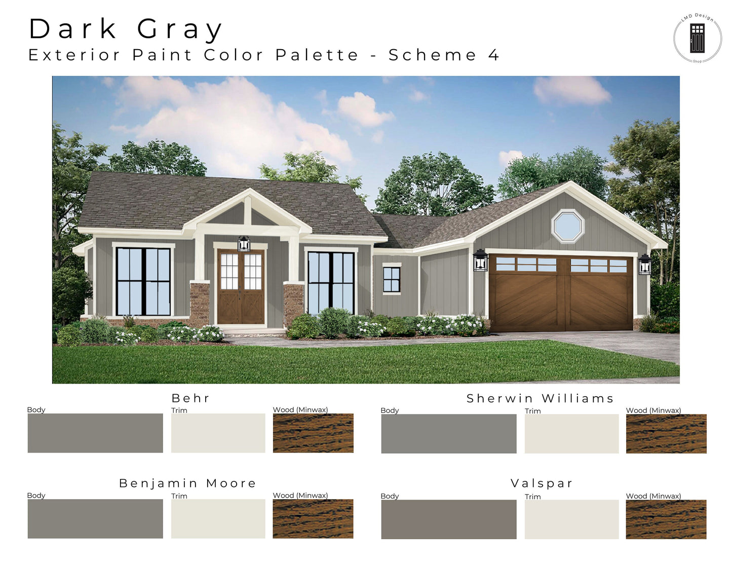 Gray Charcoal Exterior Paint Palettes | Dark Gray Exterior House Color Schemes