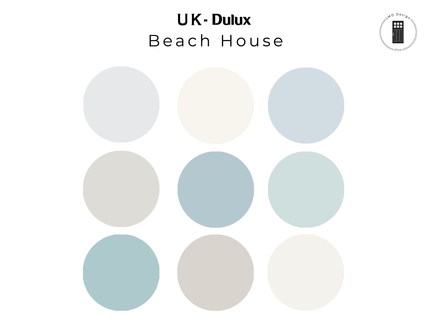 Dulux UK Beach House Paint Color Palette | Dulux (UK Color Codes) Beach Coastal Interior Whole House Paint Colors