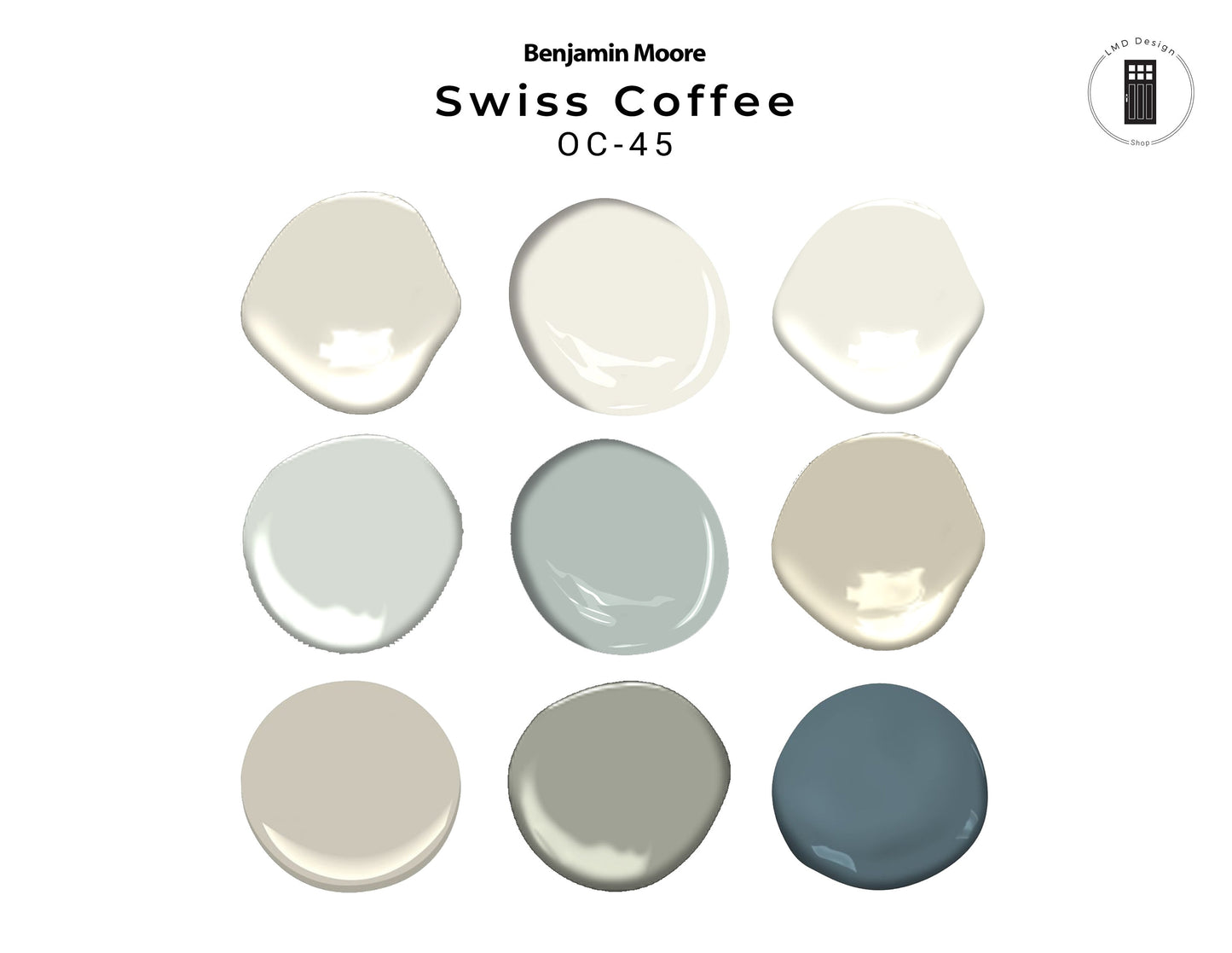 Swiss Coffee Benjamin Moore Paint Palette | Swiss Coffee Whole House Coordinating Paint Palette