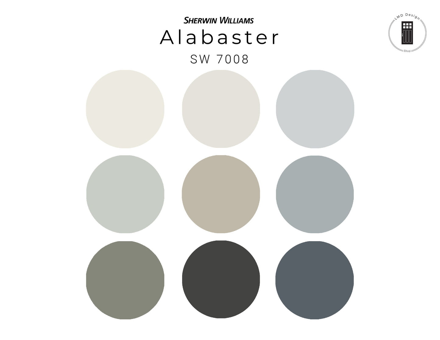 Sherwin Williams Alabaster Paint Color Palette | Alabaster Whole House Paint Palette