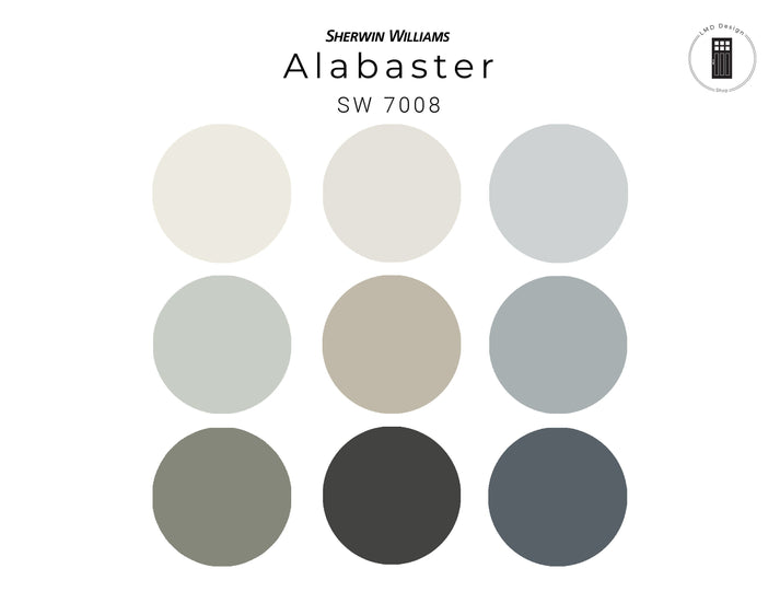 Sherwin Williams Alabaster Paint Color Palette | Alabaster Whole House ...