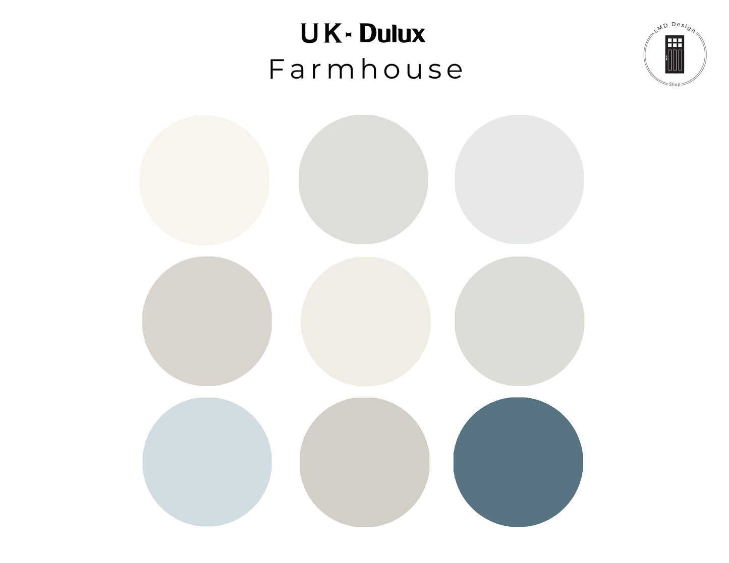 Farmhouse Dulux UK Paint Color Palette | Dulux UK Farmhouse Interior Whole House Paint Colors